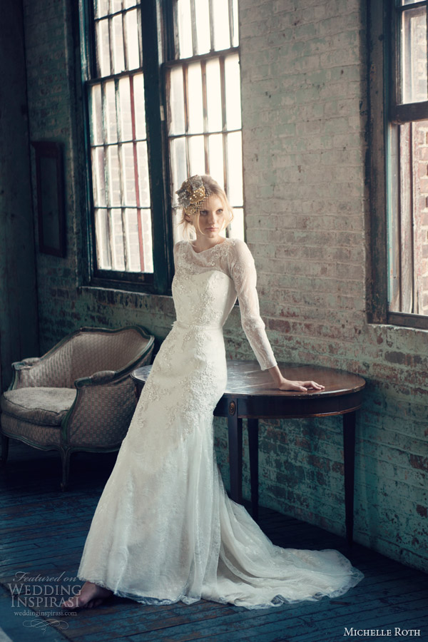 michelle roth 2014 bridal rosalind long sleeve wedding dress