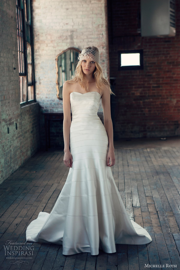 michelle roth 2014 ryan strapless wedding dress horizontal satin panel seam michelle roth 2014 ryan strapless wedding dress horizontal satin panel seam