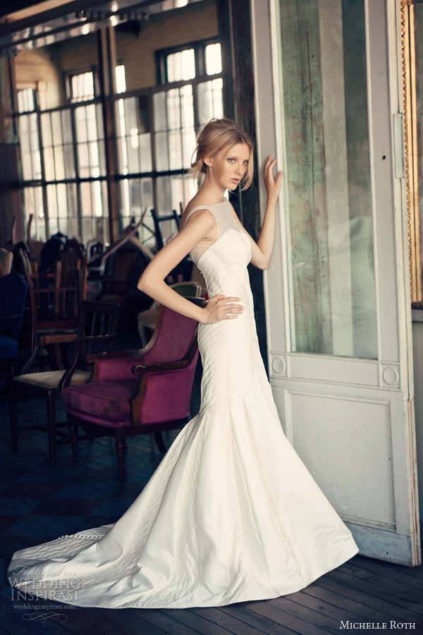 michelle roth bridal 2014 rory wedding dress illusion bateau neckline