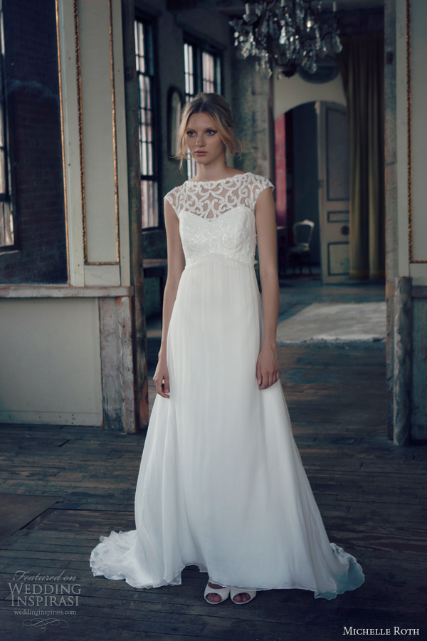 michelle roth bridal 2014 ruby cap sleeve wedding dress