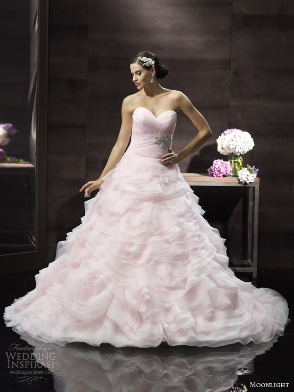 moonlight couture blush pink wedding dress h1241 spring 2014