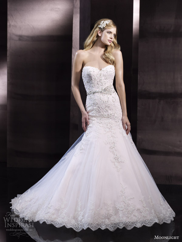 moonlight couture bridal spring 2014 strapless wedding dress style h1243