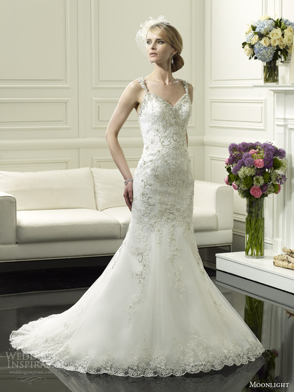 moonlight couture bridal spring 2014 wedding dress with straps style h1247