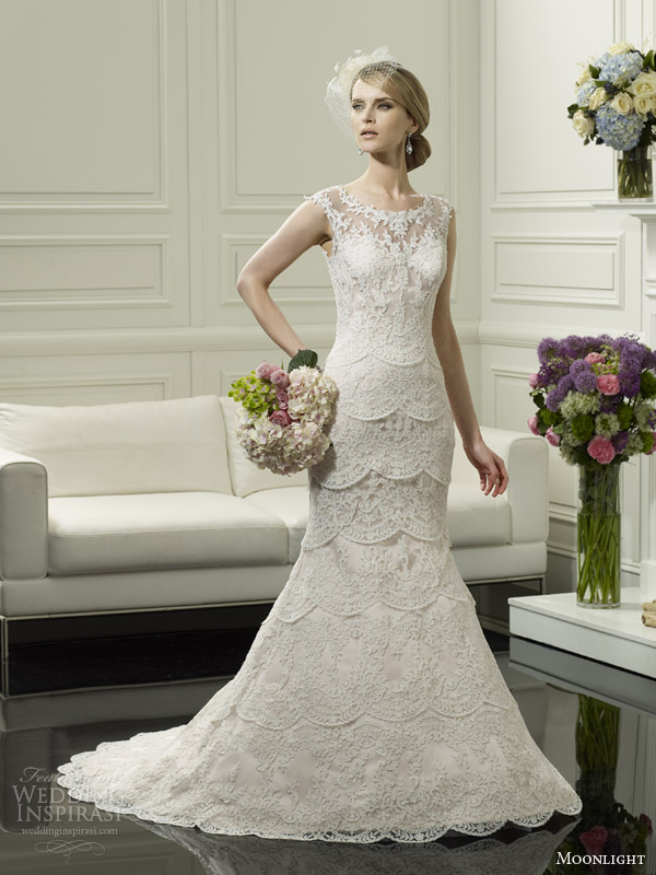 moonlight couture wedding dress spring 2014 cap sleeve gown style h1249 