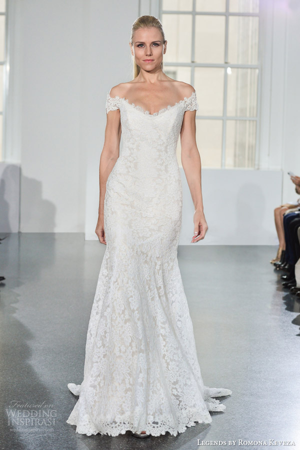 romona keveza legends bridal fall 2014 off shoulder lace wedding dress gpm 5988