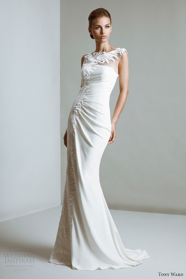 tony ward coutur ewedding dresses 2014 linda gown illusion neckline