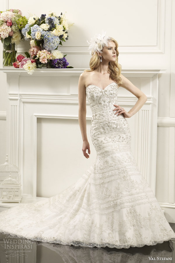 val stefani bridal spring 2014 strapless fit flare swarovski crystal wedding dress d8058