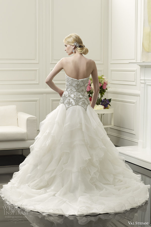 val stefani wedding dresses spring 2014 bridal strapless ball gown style d8059 back view train