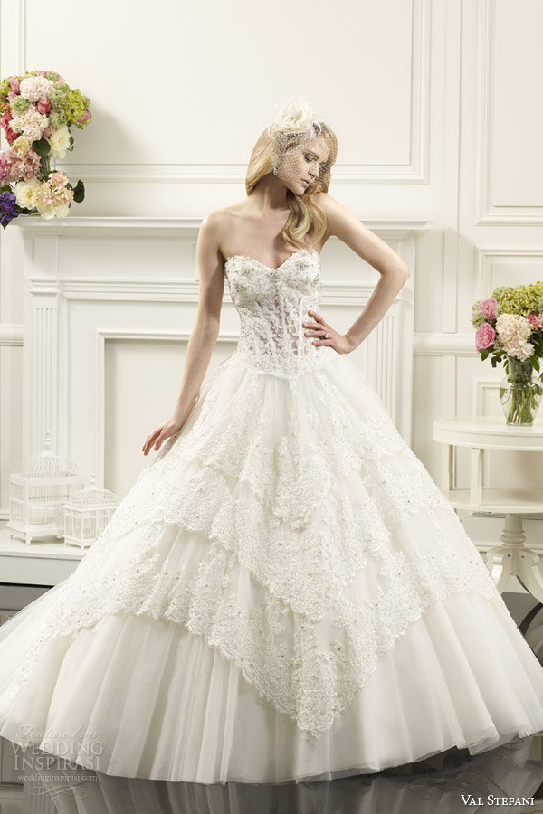 val stefani wedding dresses spring 2014 bridal strapless lace corset ball gown style d8060