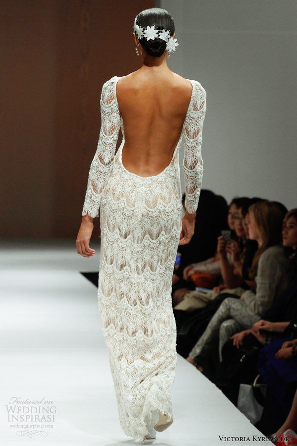 victoria kyriakides fall 2014 long sleeve wedding dress o academy open back