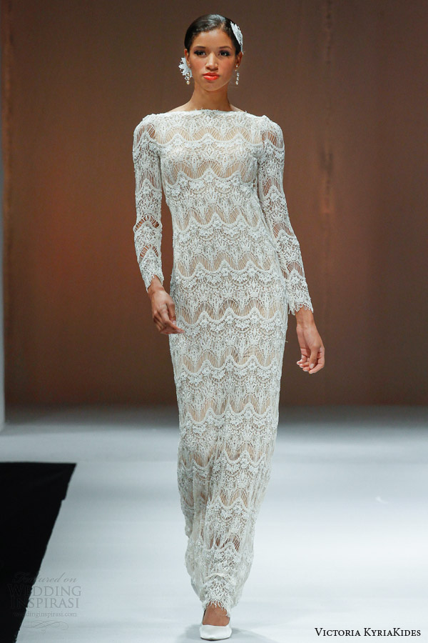 victoria kyriakides fall 2014 long sleeve wedding dress o academy