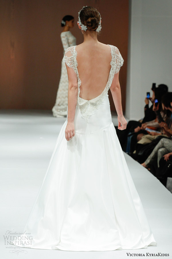 victoria kyriakides fall 2014 short sleeve wedding dress eden open back