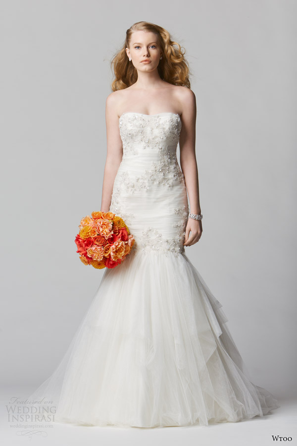 wtoo bridal spring 2014 strapless fit flare wedding dress style 12612 firenze