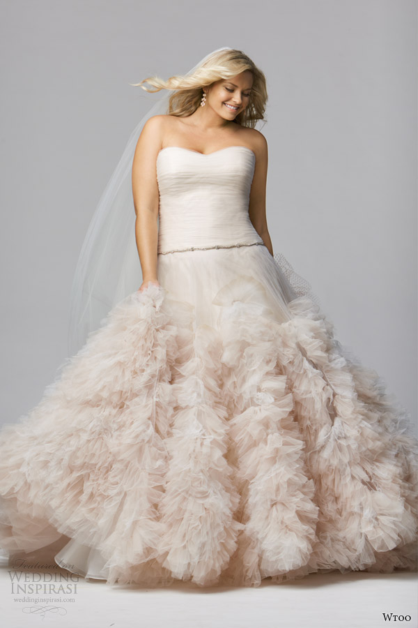 wtoo brides curve spring 2014 allegra strapless antique pink dress plus size line