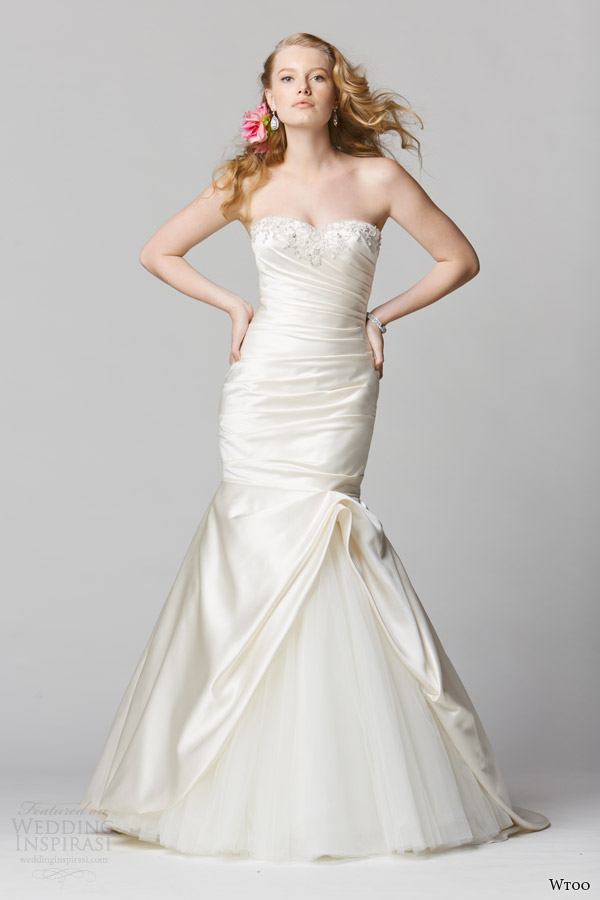 wtoo spring 2014 bridal strapless ivory wedding dress style 12318 cortona