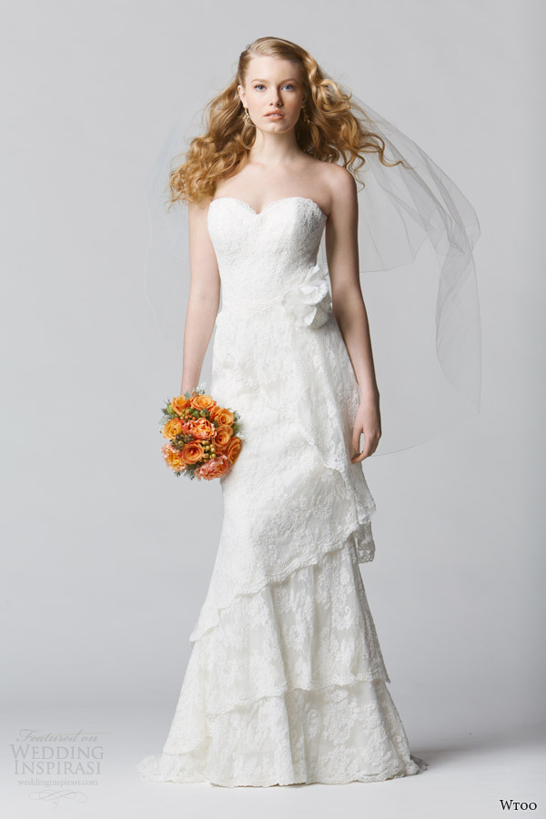 wtoo spring 2014 bridal strapless lace wedding dress 12128 luisa