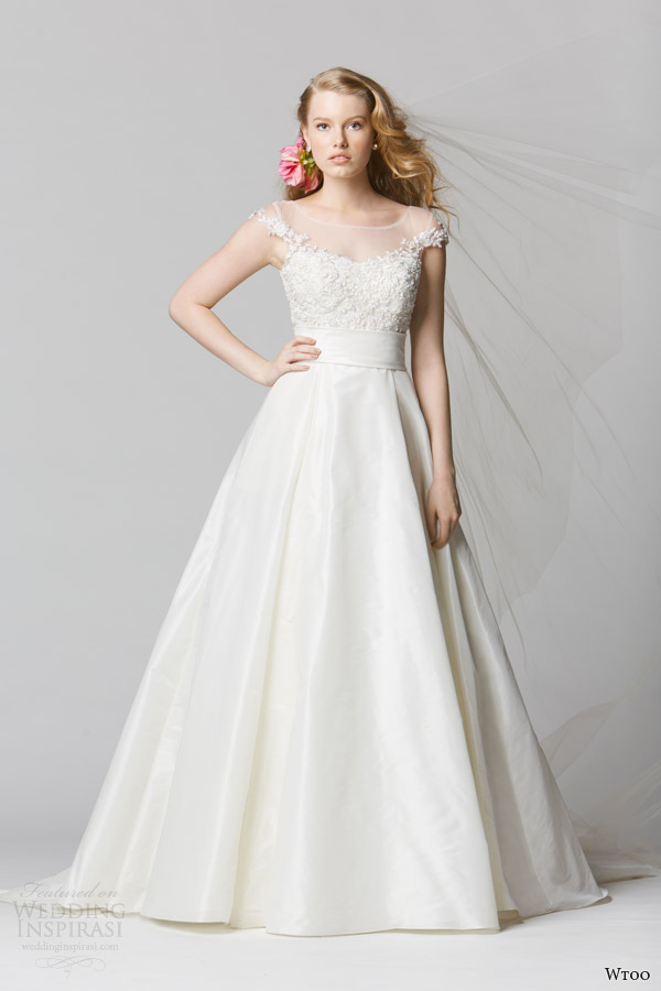 wtoo watters spring 2014 bridal illusion cap sleeve wedding dress 12450 toscana