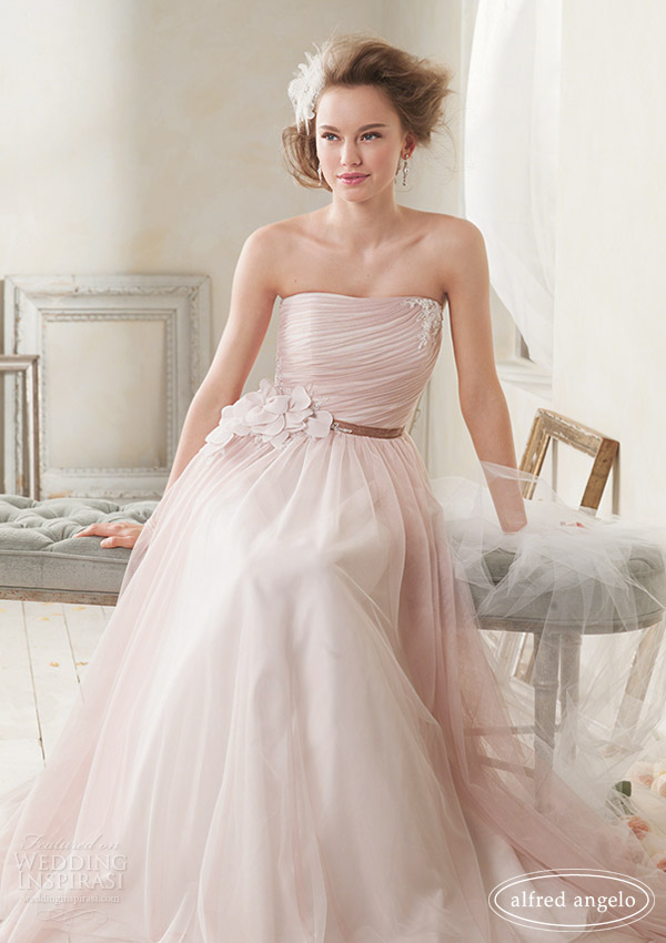 alfred angelo 2014 pink wedding dresses style 8527