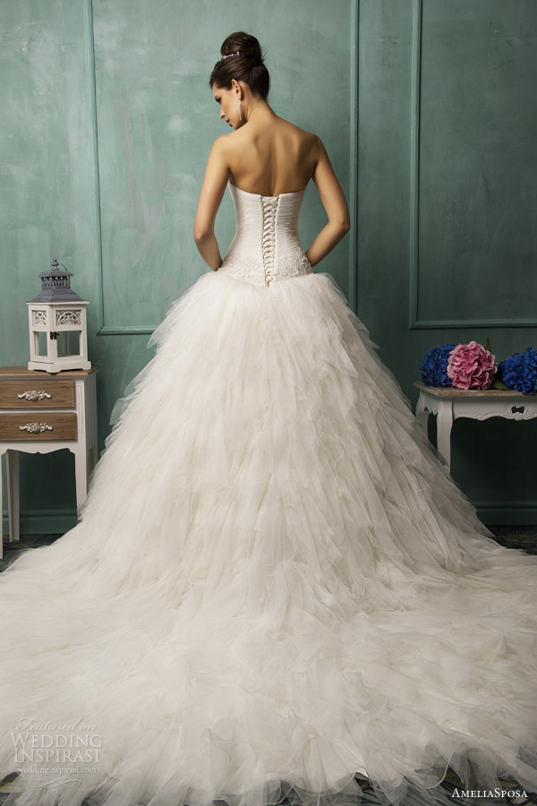 amelia sposa 2014 bella strapless wedding dress back train