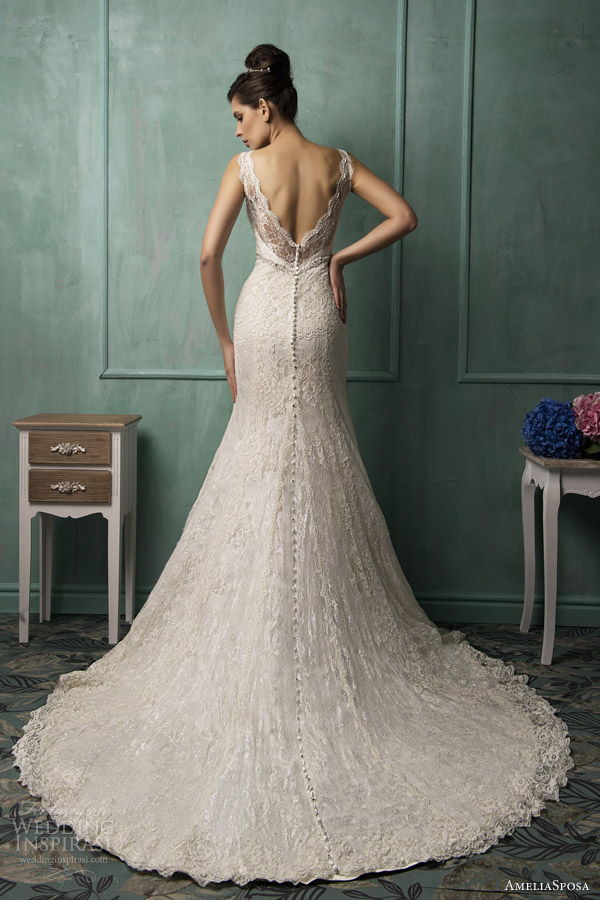 amelia sposa bridal 2014 bianca sleeveless wedding dress back train