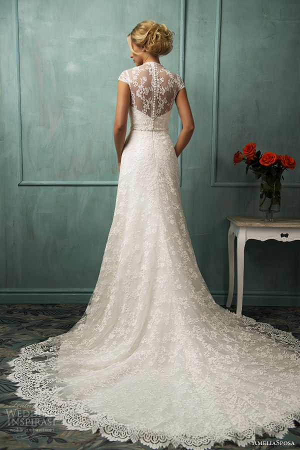 amelia sposa bridal 2014 carbita lace wedding dress illusion back