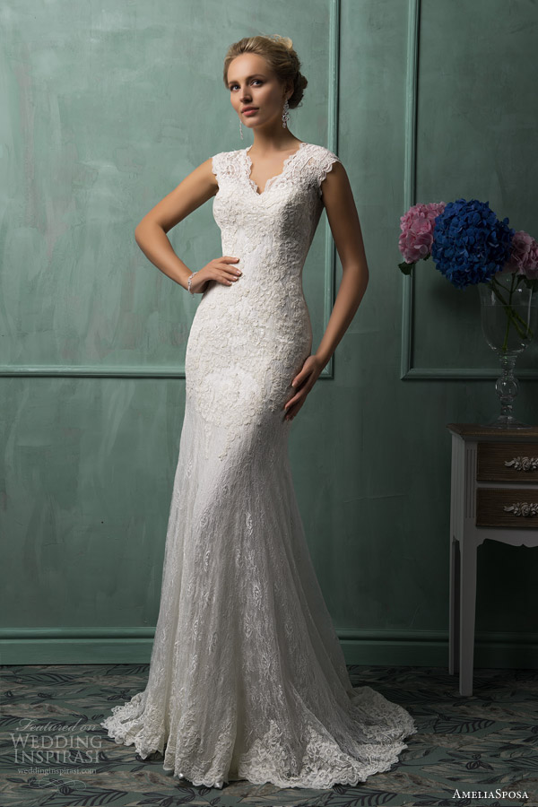 amelia sposa wedding dresses 2014 daria cap sleeve lace gown