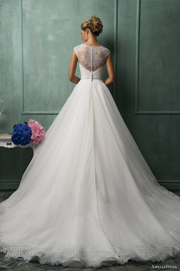 amelia sposa wedding dresses 2014 davia cap sleeve gown back illusion