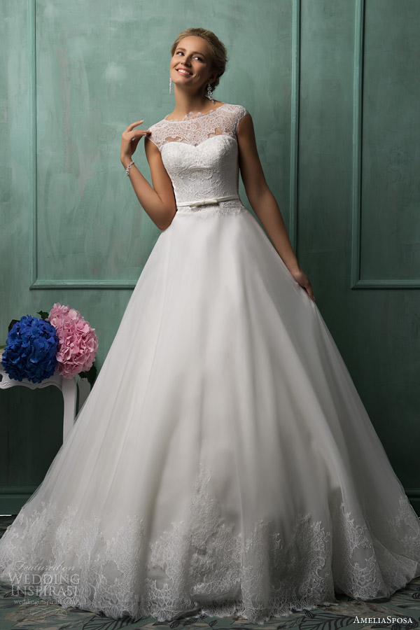amelia sposa wedding dresses 2014 davia cap sleeve gown