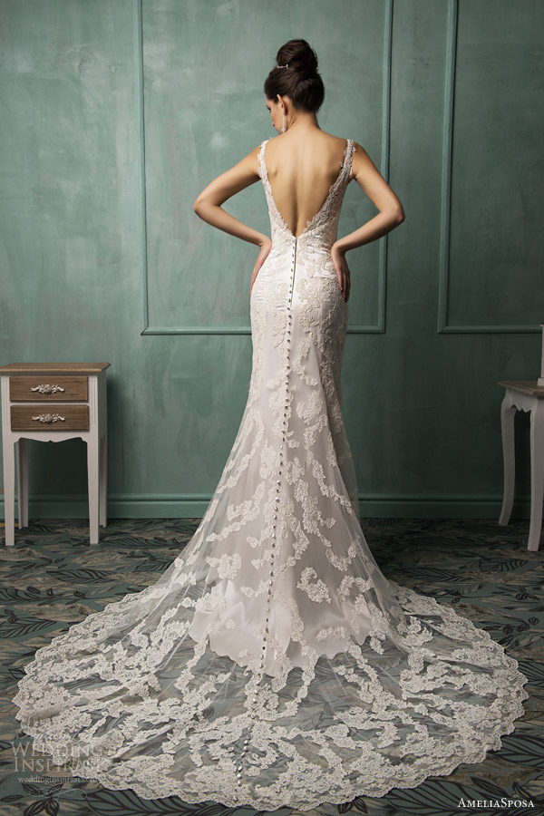 amelia sposa wedding dresses 2014 fiora sleeveless lace gown back