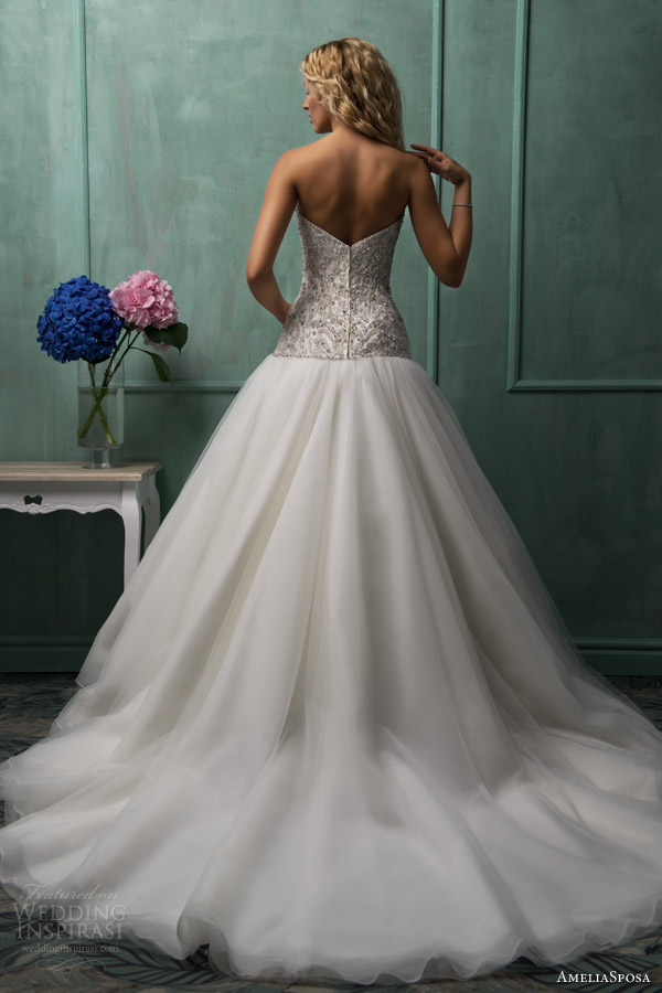 amelia sposa wedding dresses 2014 rafaela strapless sweetheart drop waist ball gown back train