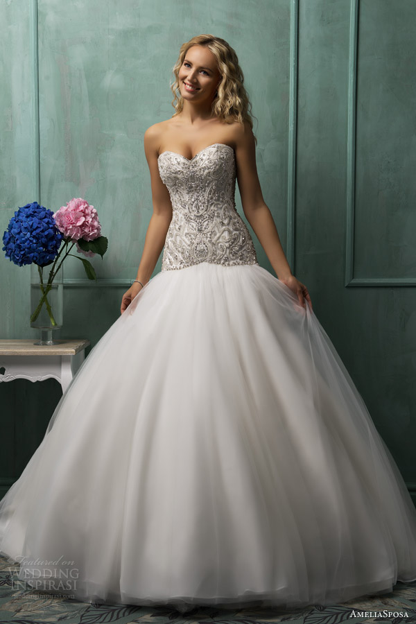 amelia sposa wedding dresses 2014 rafaela strapless sweetheart drop waist ball gown