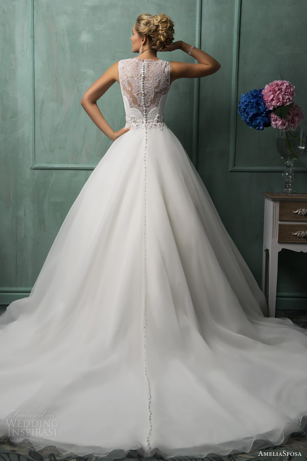 amelia sposa wedding gowns 2014 tabita sleeveless ball gown illusion back