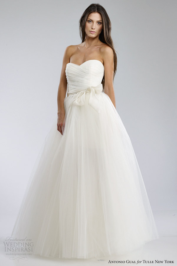 antonio gual tulle new york wedding dresses fall 2014 larissa strapless gown