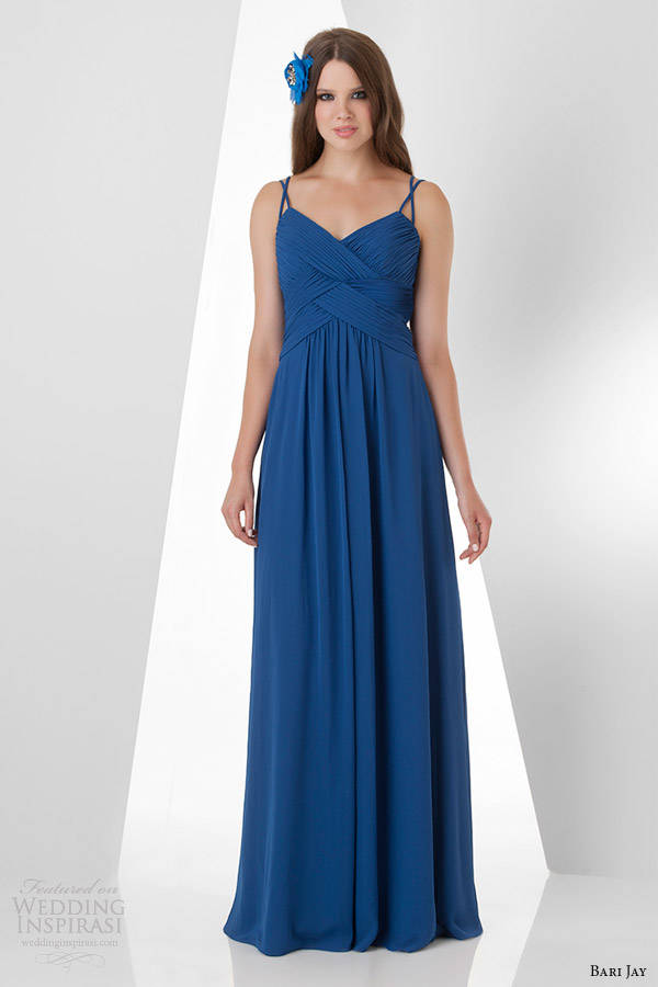 bari jay bridesmaids dress with spaghetti straps style 867 royal blue