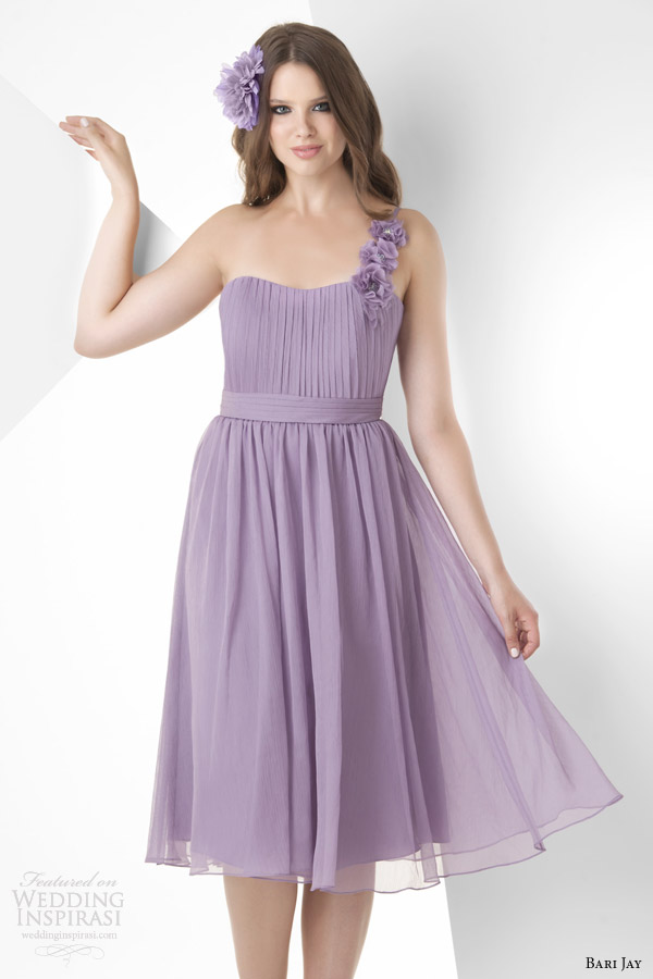 bari jay spring 2014 short one shoulder bridesmaids dress style 874 color lilac