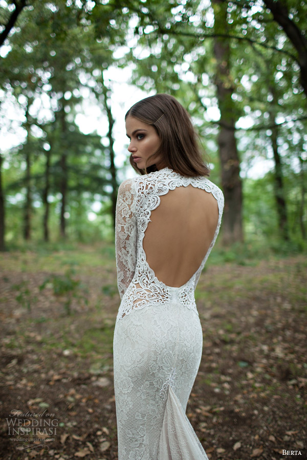 berta bridal winter 2014 long sleeve wedding dress close up