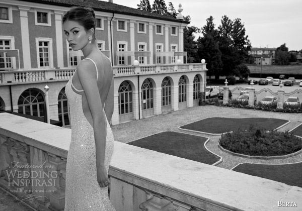 berta bridal winter 2014 sequin sheath wedding dress illusion back