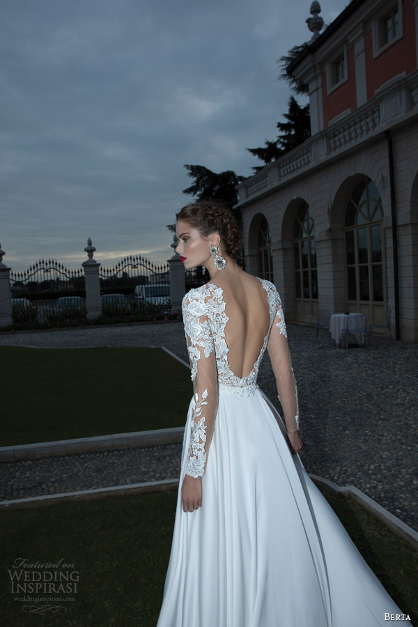 berta bridal winter 2014 wedding dress long illusion sleeves back