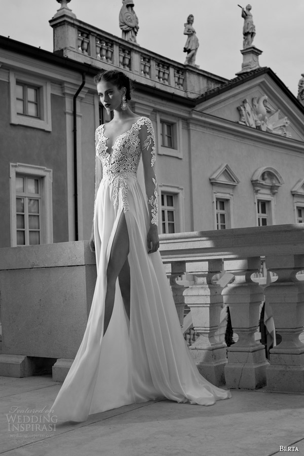 berta bridal winter 2014 wedding dress long illusion sleeves