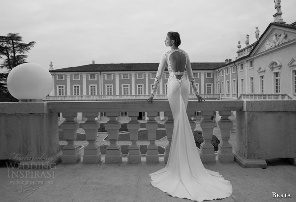 berta wedding dresses 2014 long sleeve gow back view