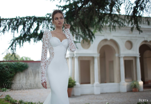 berta wedding gowns 2014 puff sleeve bridal dress