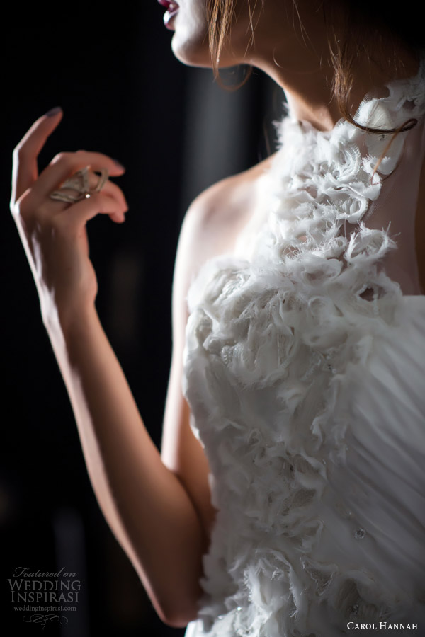 carol hannah bridal 2014 arcana l amoureux halter neck wedding dress close up