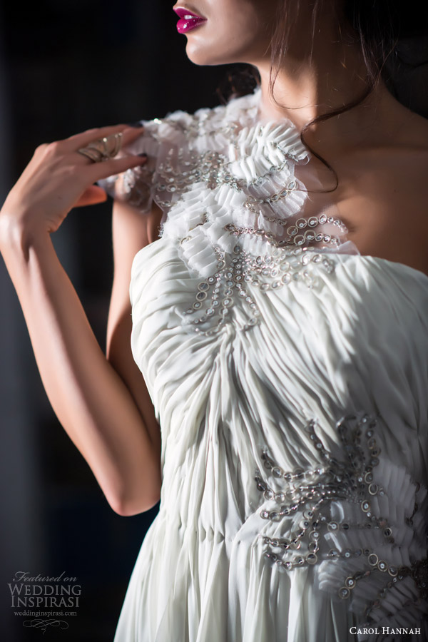 carol hannah bridal spring 2014 le lumiere one shoulder wedding dress bodice detail close up