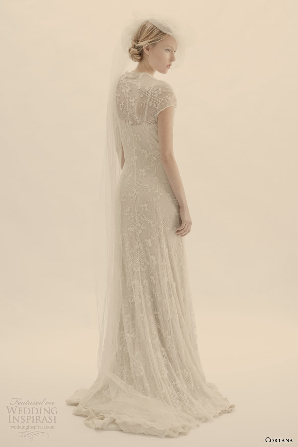 cortana bridal lace wedding dress with lining back view