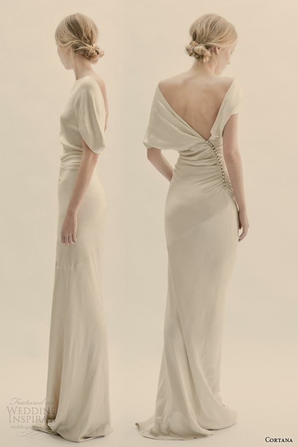 cortana bridal rouge bias cut silk sateen wedding dress