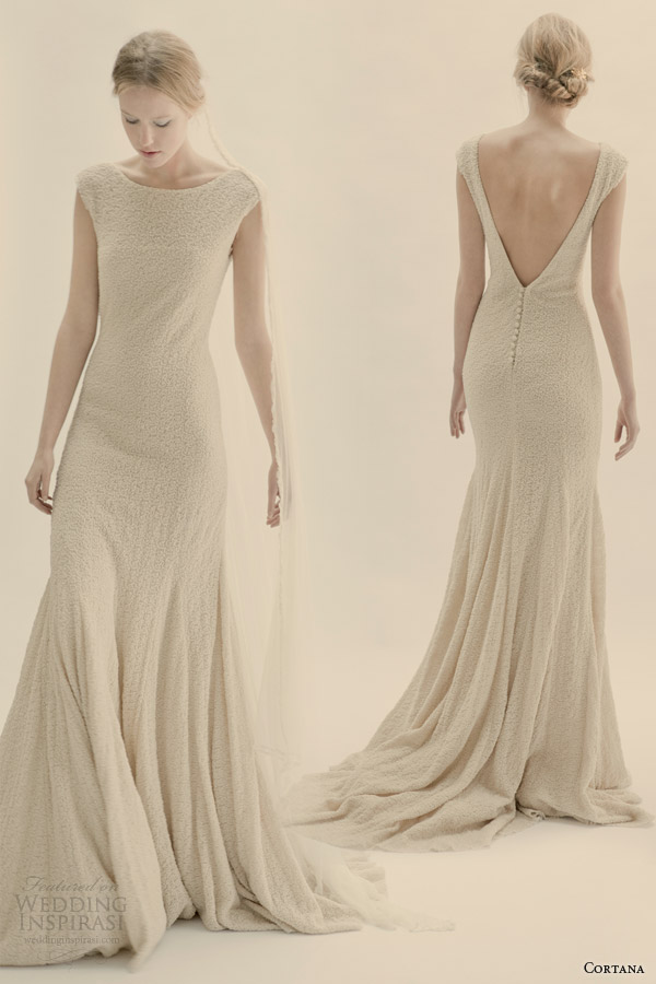 cortana wedding dress magnolia cap sleeve wool silk crepe gown