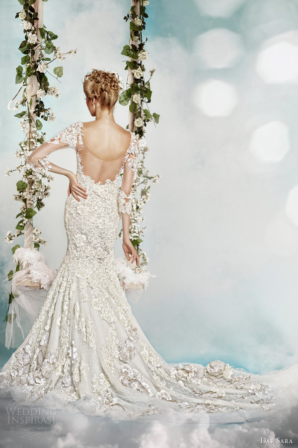 dar sara 2014 lace wedding dress back view train