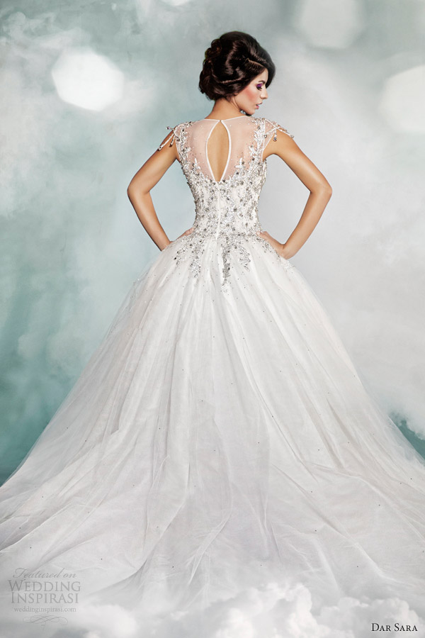 dar sara high fashion 2014 wedding dress illusion neckline ball gown keyhole back