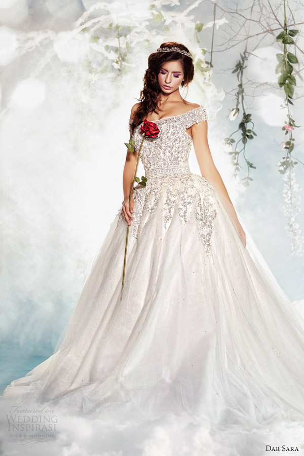 dar sara wedding dresses 2014 off shoulder straps ball gown