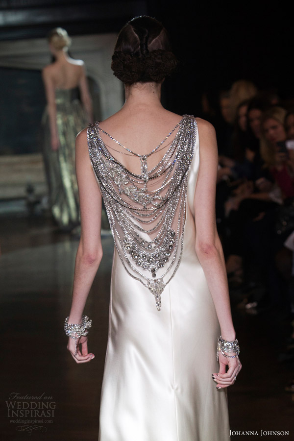 johanna johnson bridal spring 2014 muse sheath wedding dress embellished neckline crystal chains